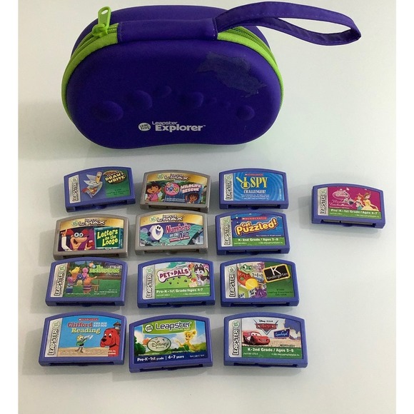 Leap Frog Leapster 1 and 2 learning Games bundle of 13 with case - Picture 1 of 9